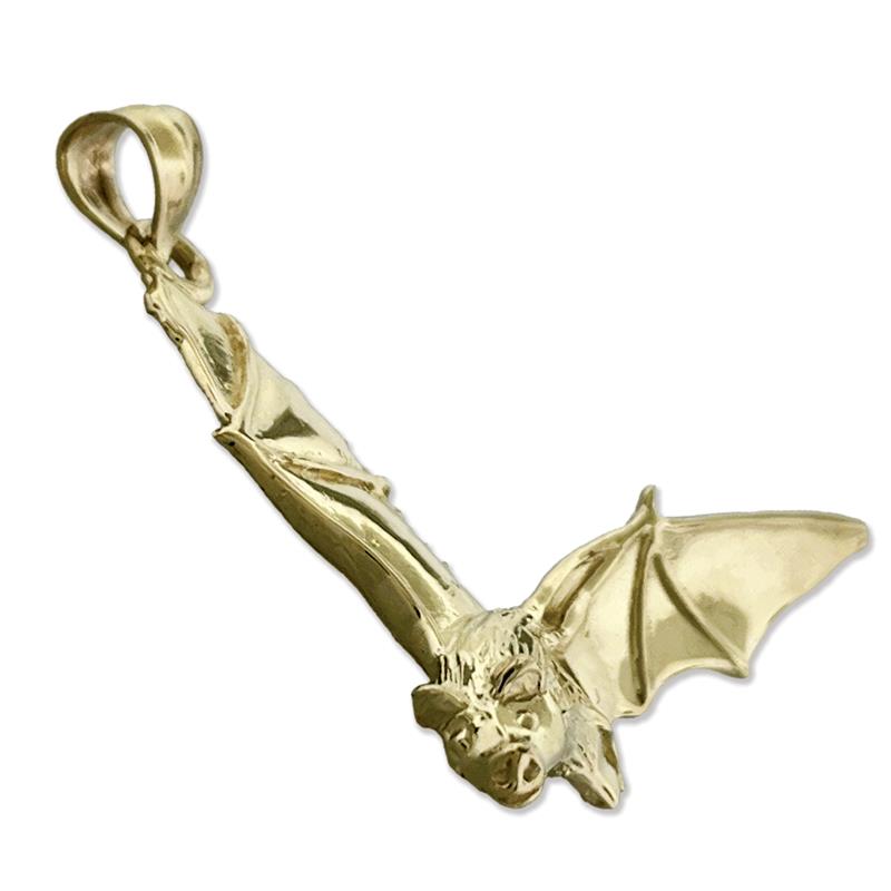 14K Yellow or White Gold Flying Bat Pendant