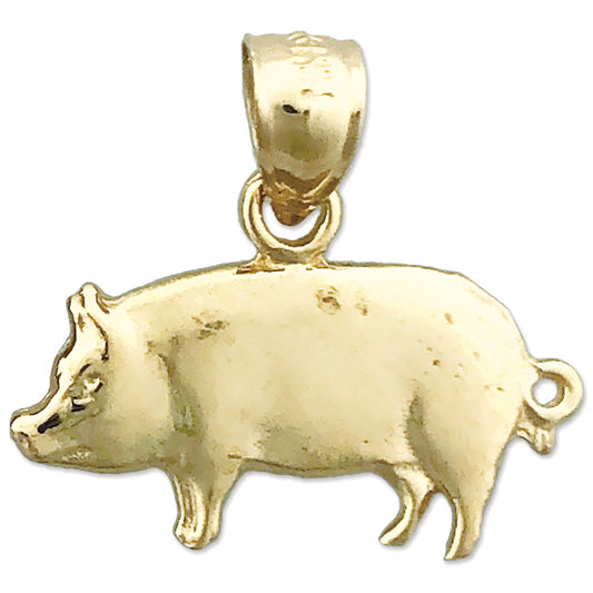 14K Yellow Gold Gold Pig Charm