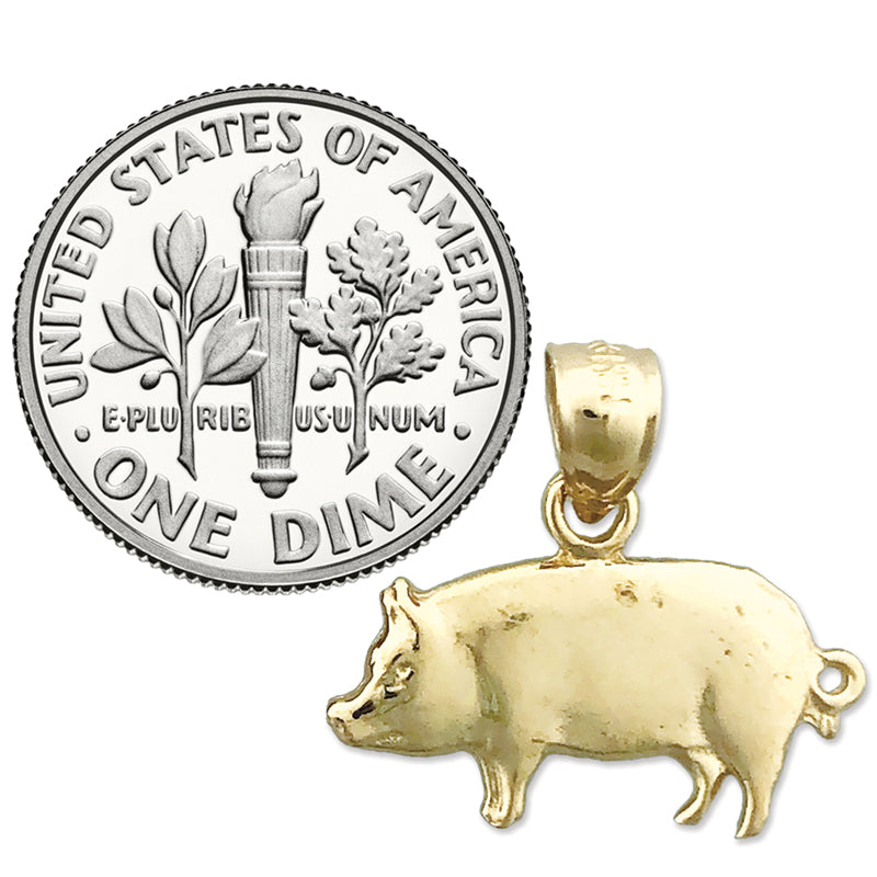 14K Yellow Gold Gold Pig Charm