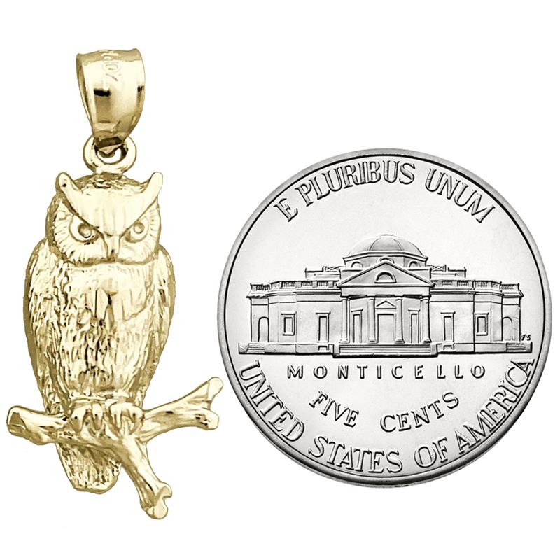 Outlet 14k gold owl pendant