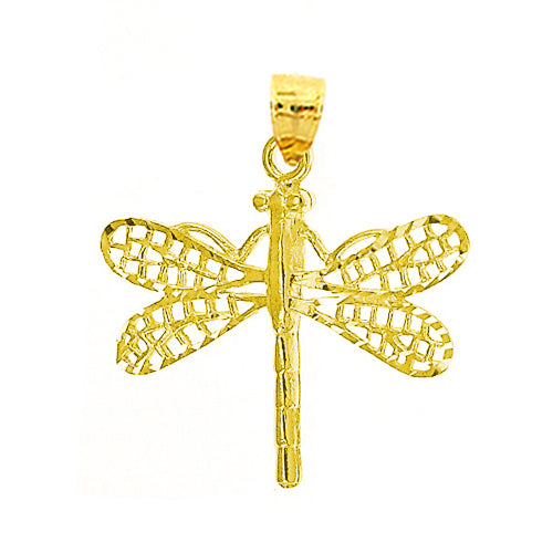 14K Gold Filigree Dragonfly Pendant