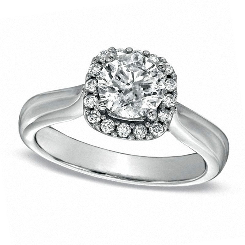 Previously Owned - 1.25 CT. T.W. Natural Diamond Frame Engagement Ring in Solid 14K White Gold