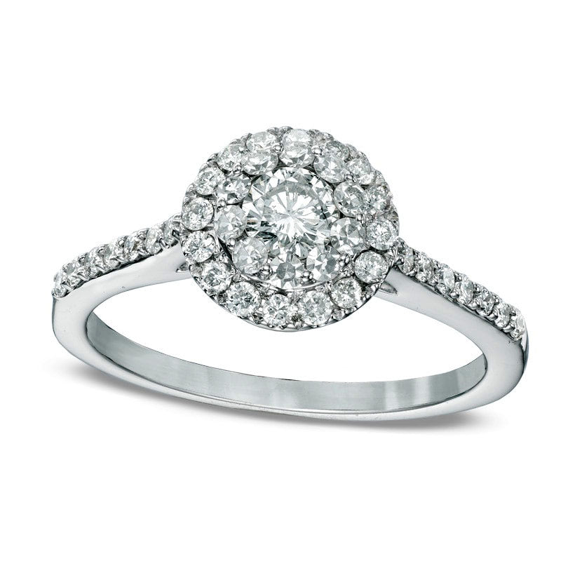 Previously Owned - 0.75 CT. T.W. Natural Diamond Double Frame Engagement Ring in Solid 14K White Gold