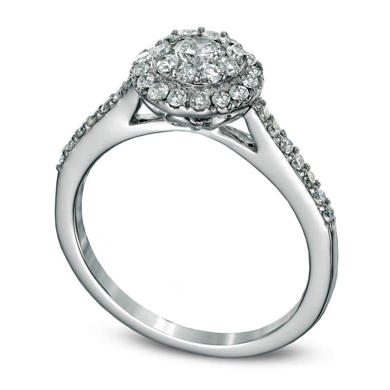 Previously Owned - 0.75 CT. T.W. Natural Diamond Double Frame Engagement Ring in Solid 14K White Gold