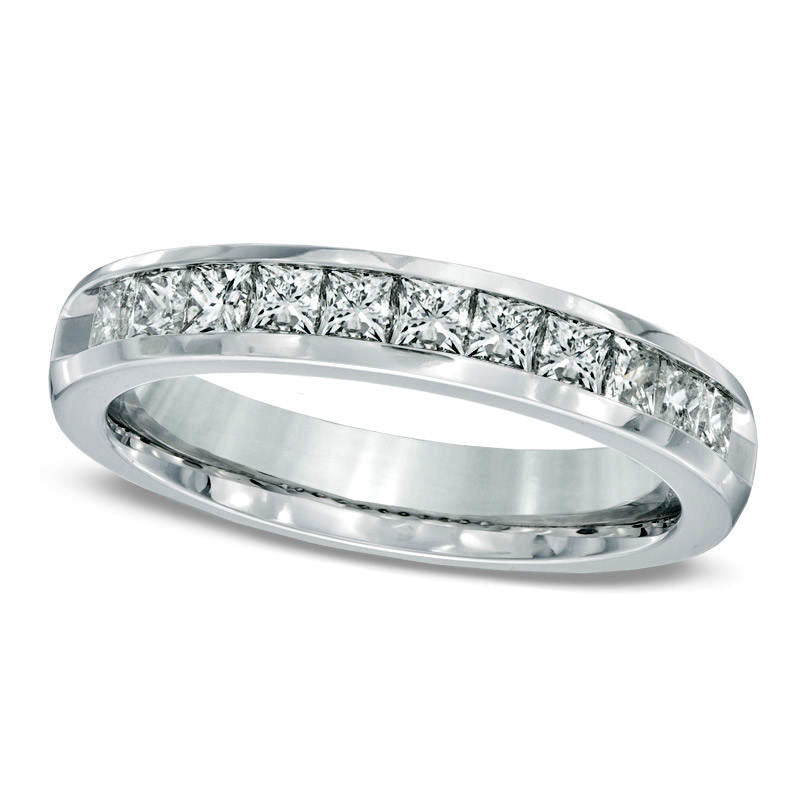 Previously Owned - 1.0 CT. T.W. Princess-Cut Natural Diamond Wedding Band in Solid 14K White Gold