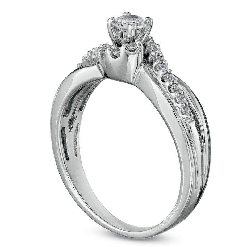 Previously Owned - 0.50 CT. T.W. Natural Diamond Twist Engagement Ring in Solid 14K White Gold