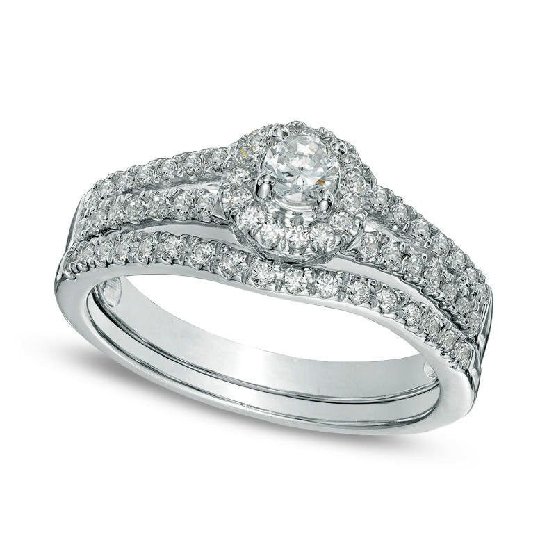 Previously Owned - 0.50 CT. T.W. Natural Diamond Frame Bridal Engagement Ring Set in Solid 14K White Gold