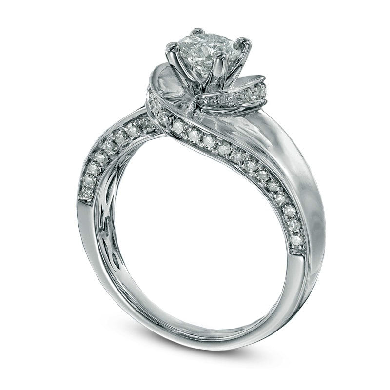 Previously Owned - 1.0 CT. T.W. Natural Diamond Swirl Engagement Ring in Solid 14K White Gold