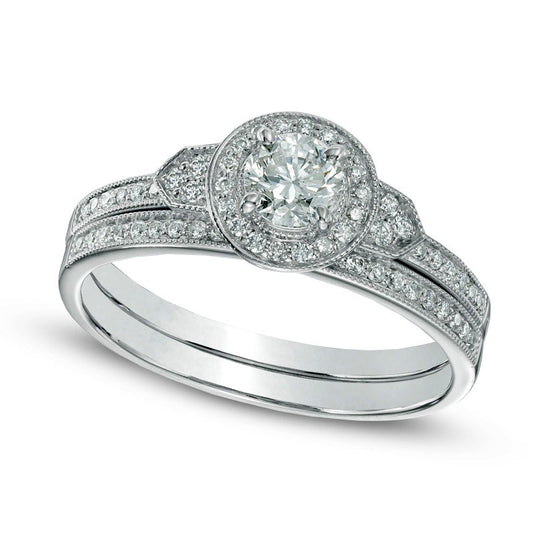 Previously Owned - 0.63 CT. T.W. Natural Diamond Bridal Engagement Ring Set in Solid 10K White Gold