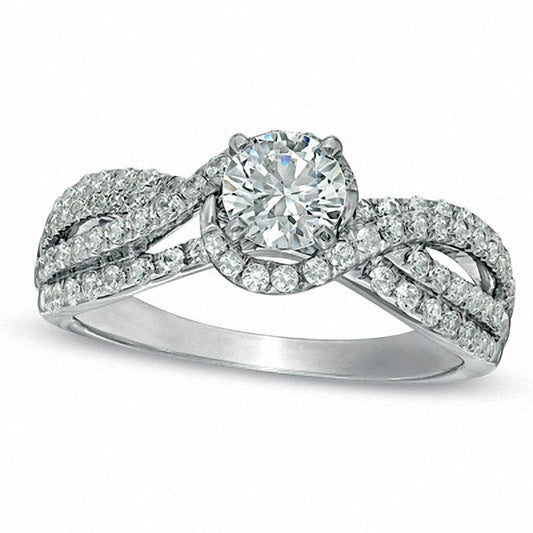 Previously Owned - 1.0 CT. T.W. Natural Diamond Swirl Engagement Ring in Solid 14K White Gold