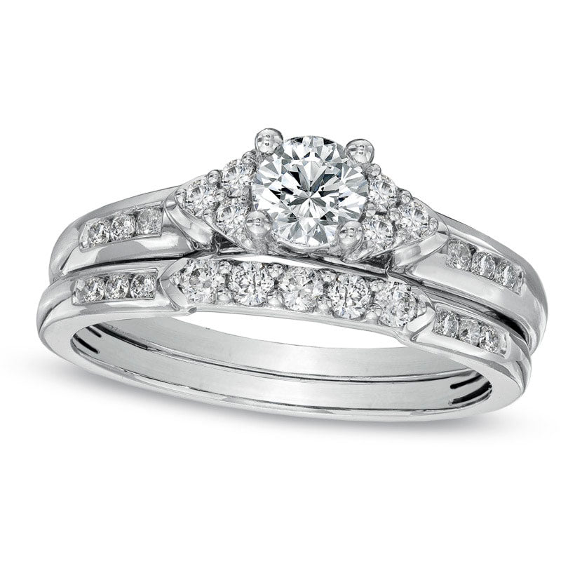 Previously Owned - 0.75 CT. T.W. Natural Diamond Bridal Engagement Ring Set in Solid 14K White Gold