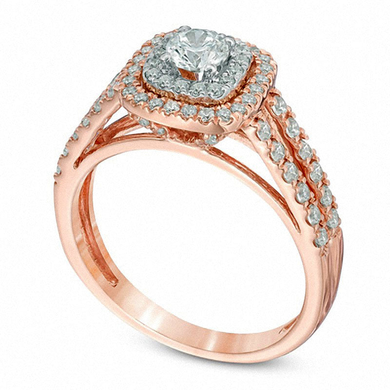 Previously Owned - 1.0 CT. T.W. Natural Diamond Double Frame Engagement Ring in Solid 14K Two-Tone Gold