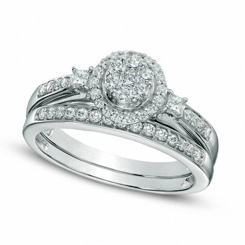 Previously Owned - 0.50 CT. T.W. Composite Natural Diamond Bridal Engagement Ring Set in Solid 10K White Gold