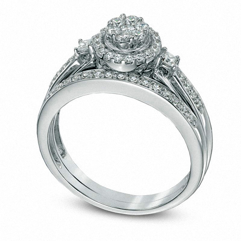 Previously Owned - 0.50 CT. T.W. Composite Natural Diamond Bridal Engagement Ring Set in Solid 10K White Gold