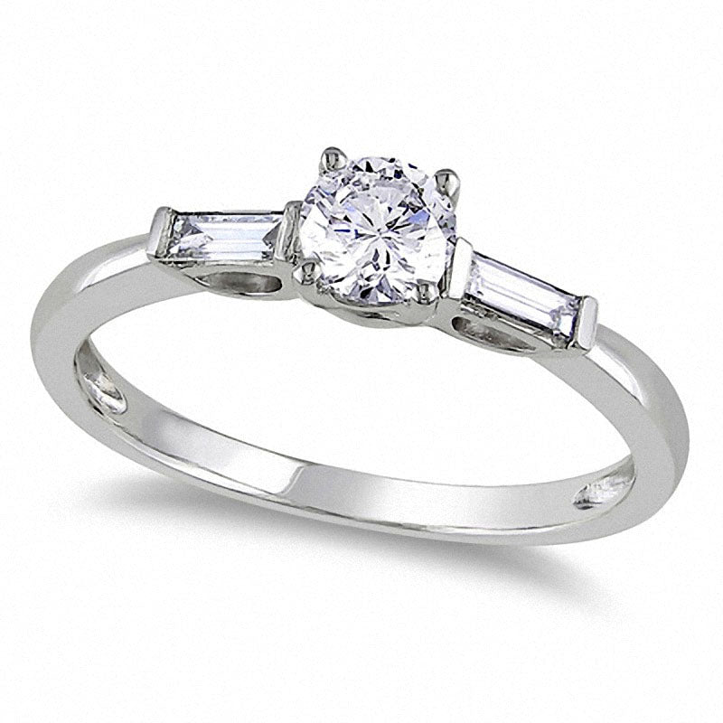 Previously Owned - 0.50 CT. T.W. Natural Diamond Three Stone Engagement Ring in Solid 14K White Gold