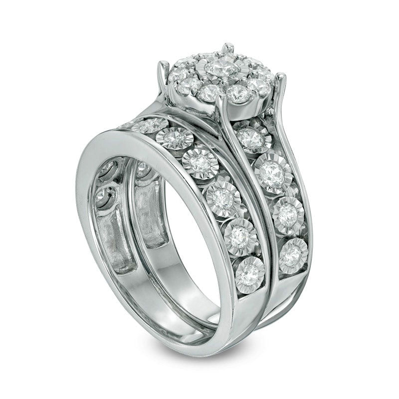 Previously Owned - 1.0 CT. T.W. Natural Diamond Frame Bridal Engagement Ring Set in Solid 10K White Gold