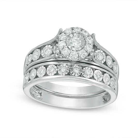 Previously Owned - 0.50 CT. T.W. Natural Diamond Frame Bridal Engagement Ring Set in Solid 10K White Gold