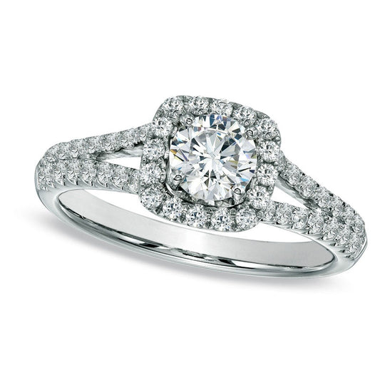 Previously Owned - Celebration Fire™ 1.0 CT. T.W. Natural Diamond Frame Engagement Ring in Solid 14K White Gold (H-I/SI1-SI2)