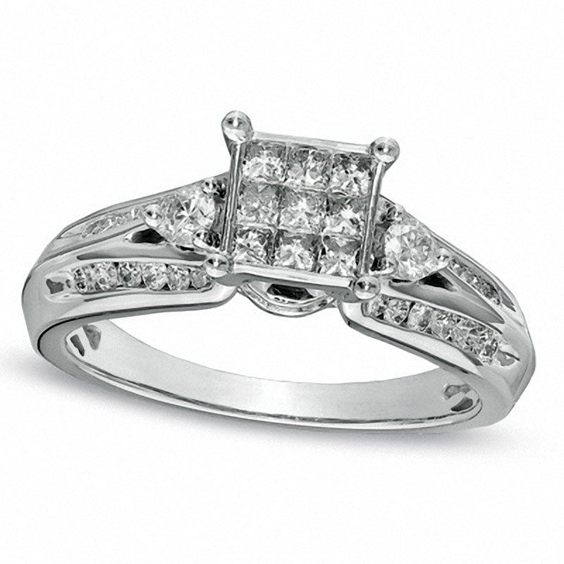 Previously Owned - 0.75 CT. T.W. Princess-Cut Composite Natural Diamond Engagement Ring in Solid 10K White Gold