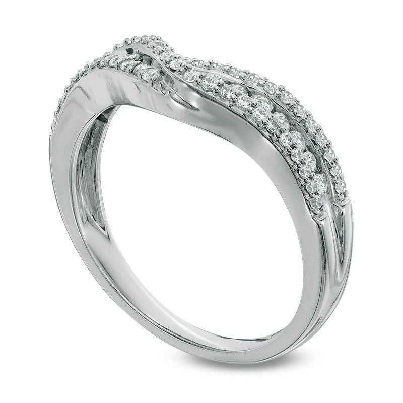 Previously Owned - 0.38 CT. T.W. Natural Diamond Crossover Contour Band in Solid 14K White Gold