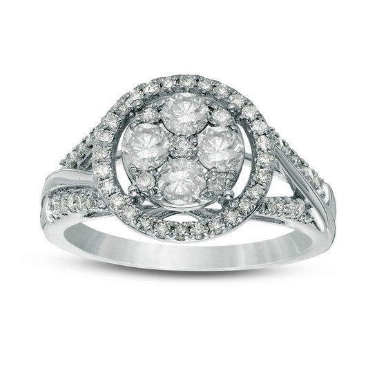 Previously Owned - 1.0 CT. T.W. Composite Natural Diamond Frame Engagement Ring in Solid 10K White Gold