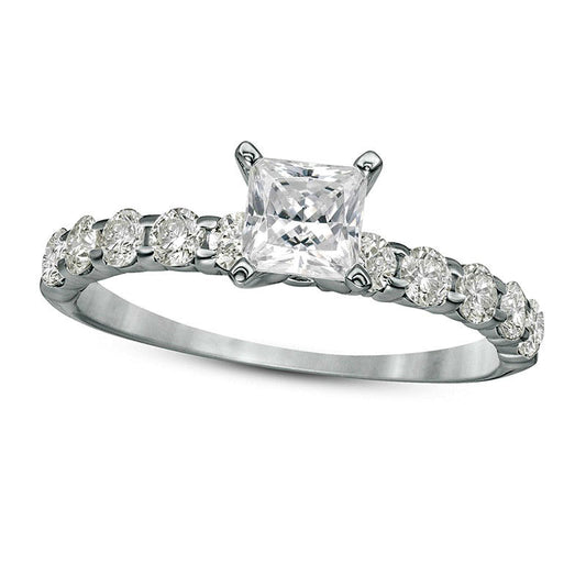 Previously Owned - 1.0 CT. T.W. Princess-Cut Natural Diamond Engagement Ring in Solid 14K White Gold