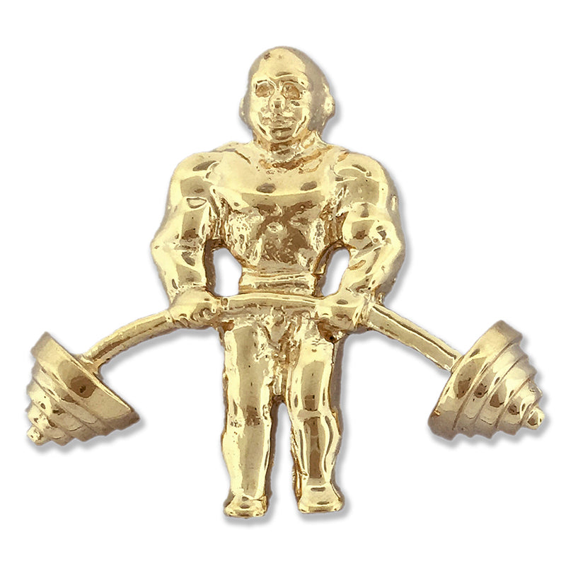 14K Gold Bodybuilder Barbell Pendant Slide