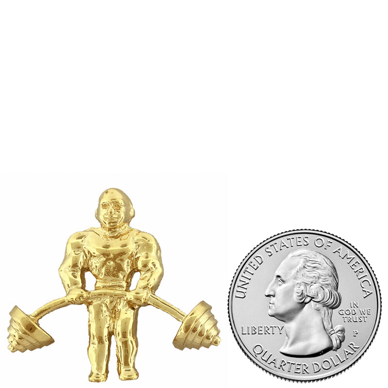 14K Gold Bodybuilder Barbell Pendant Slide