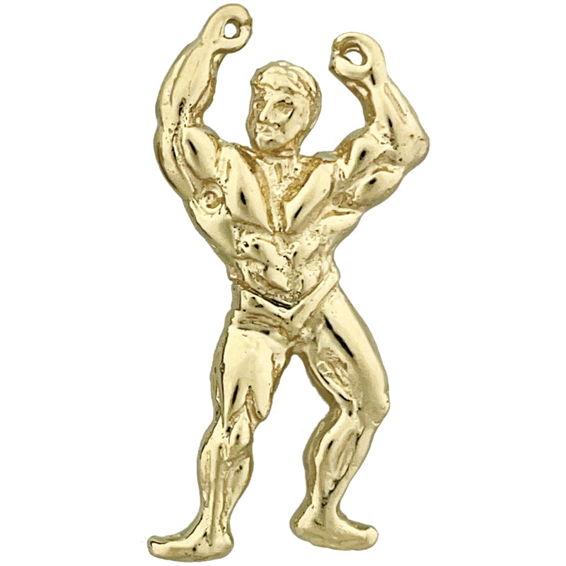 14K Gold Bodybuilder Muscles Pendant Slide