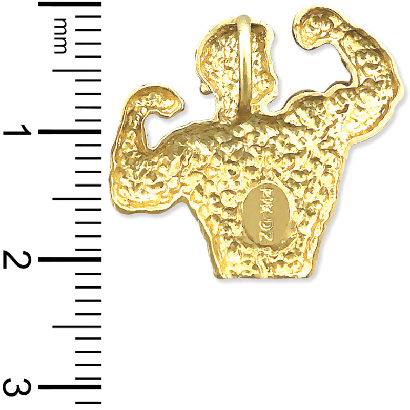 14K Gold Bodybuilder Biceps Pendant Slide