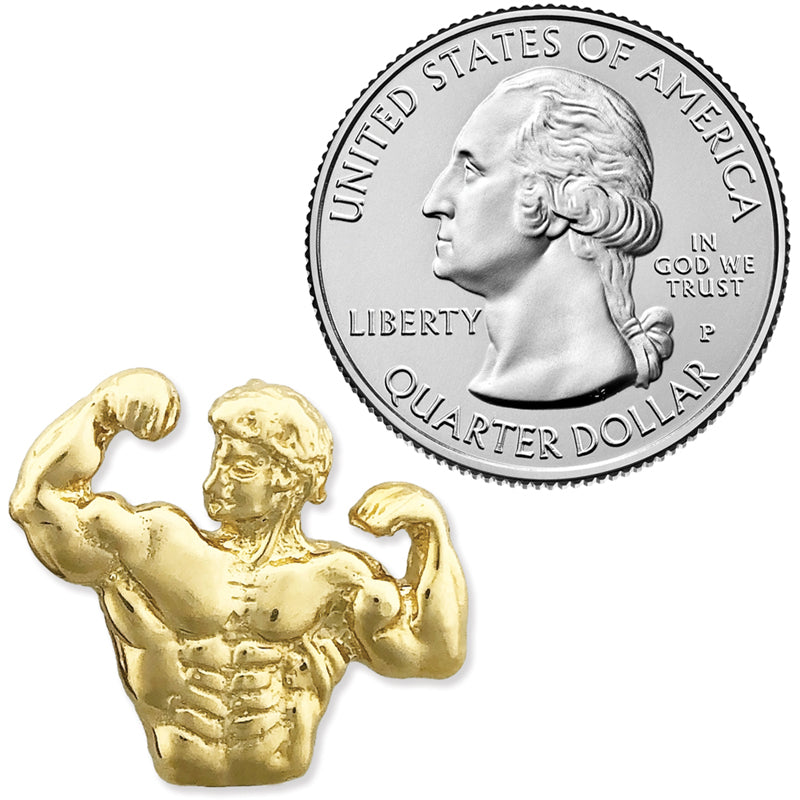 14K Gold Bodybuilder Biceps Pendant Slide