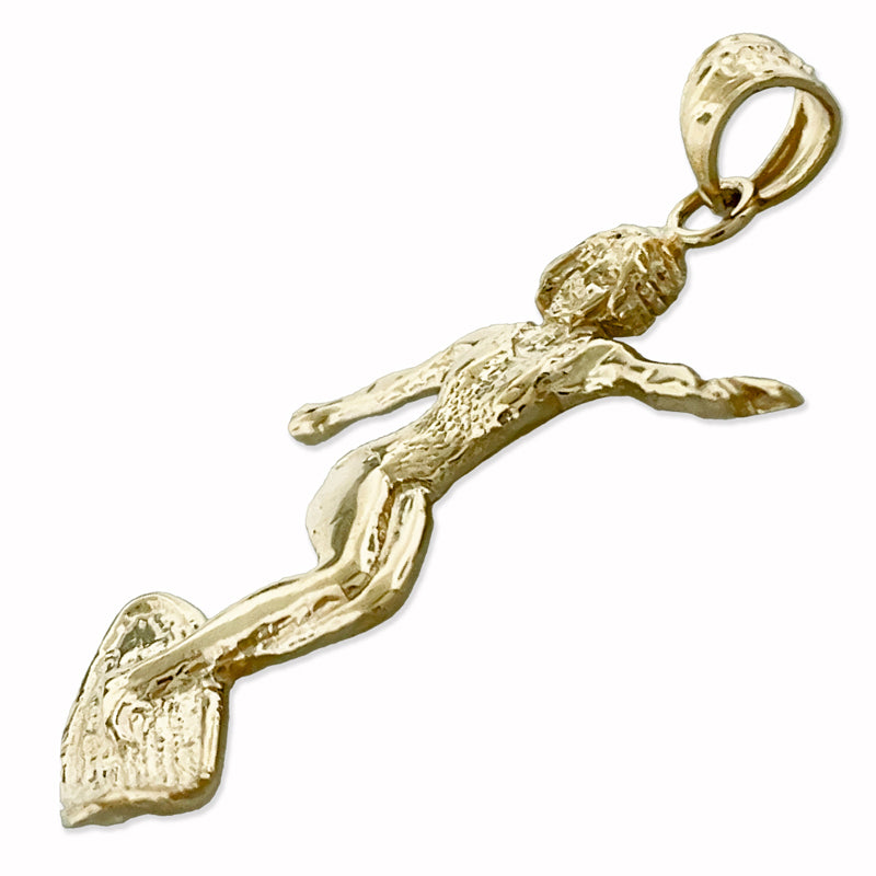 14K Gold Female Surfer Pendant