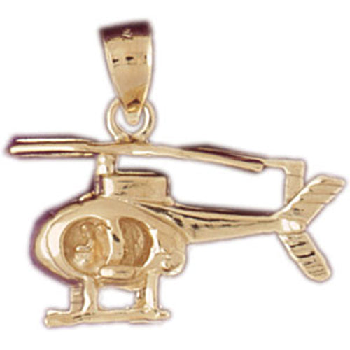 14K Yellow Gold MD Helicopter Pendant (1.5 Inch Width Version)