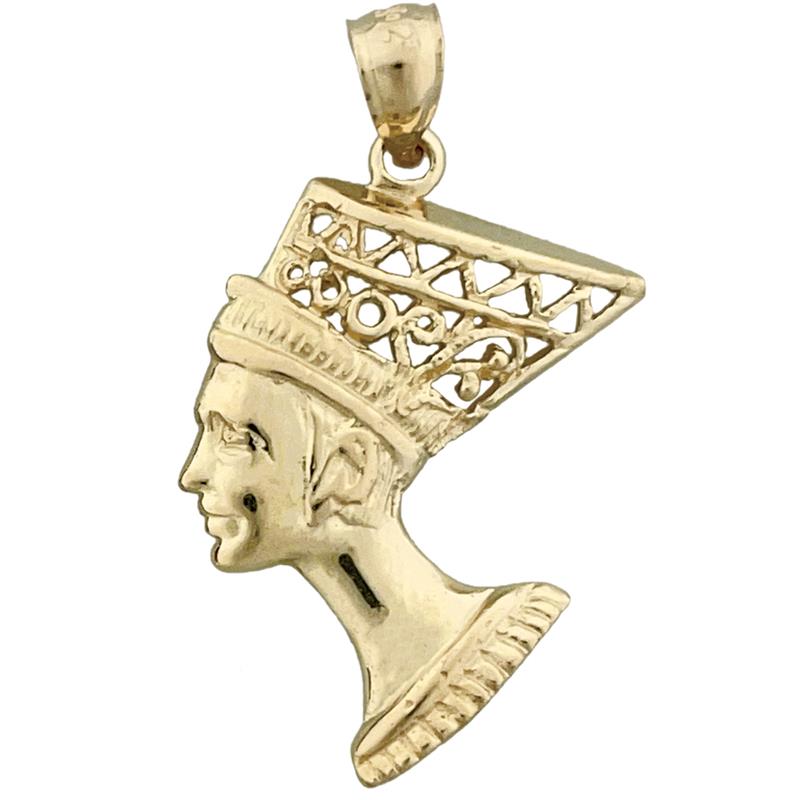 14K Gold Filigree Queen Nefertiti Pendant