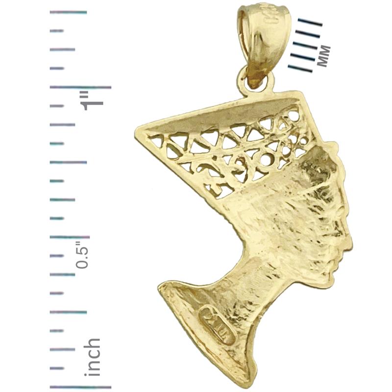 14K Gold Filigree Queen Nefertiti Pendant