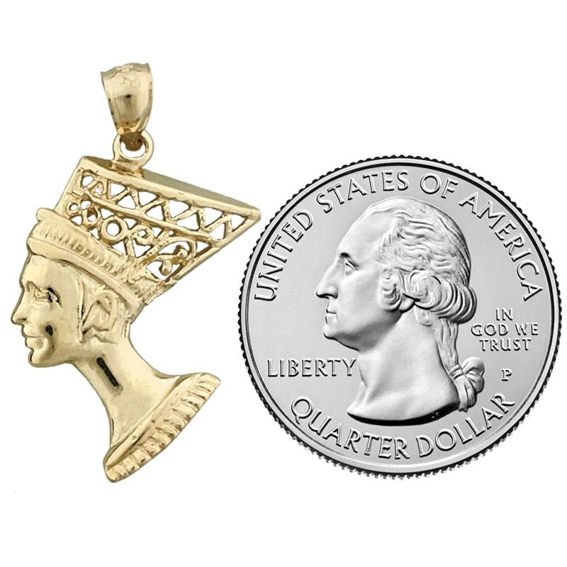 14K Gold Filigree Queen Nefertiti Pendant