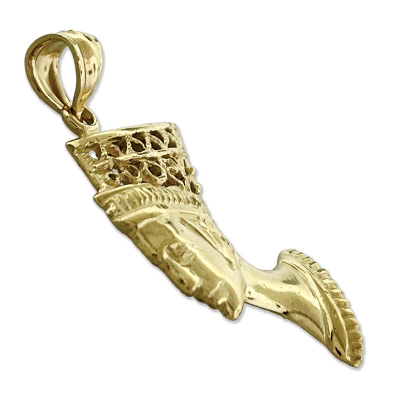 14K Gold Filigree Queen Nefertiti Pendant