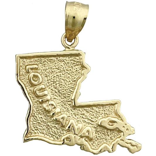 14K Gold Louisiana State Map Pendant