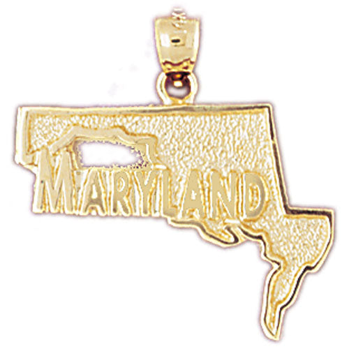 14K Gold Maryland State Map Pendant