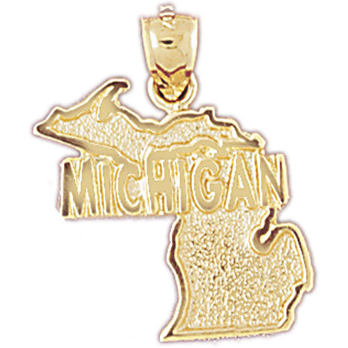 14K Gold Michigan State Map Pendant