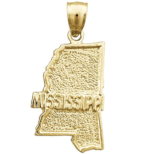 14K Gold Mississippi State Map Charm