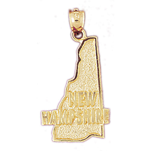 14K Gold New Hampshire State Map Pendant