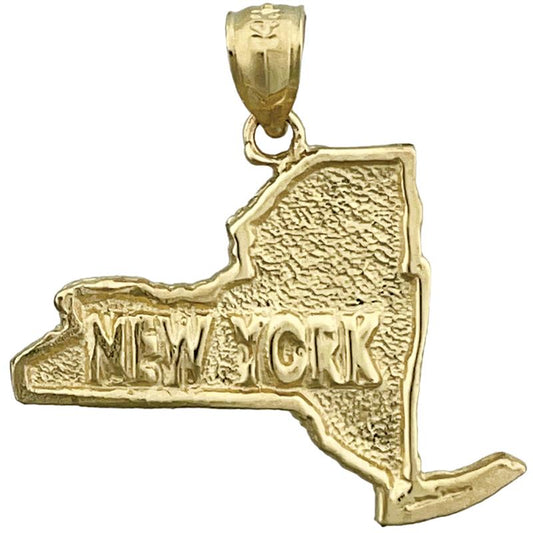 14K Gold New York State Map Pendant