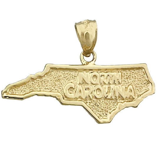 14K Gold North Carolina State Map Pendant