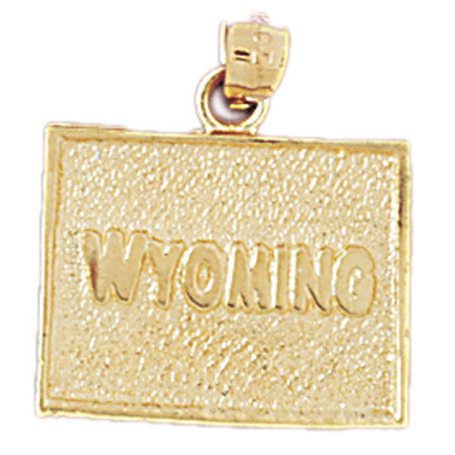 14K Gold Wyoming State Map Pendant