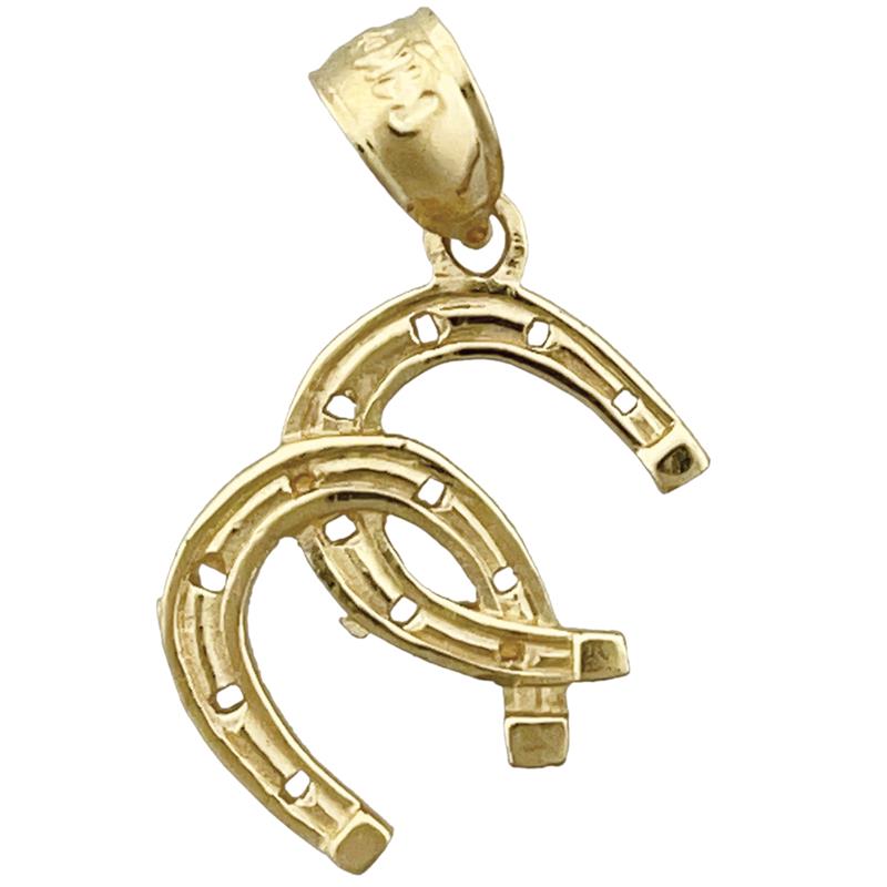 14K Gold Double Horseshoe Charm