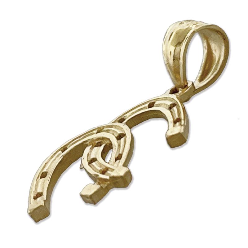 14K Gold Double Horseshoe Charm