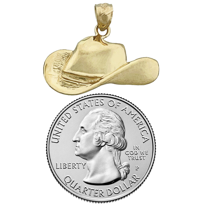 14K Yellow Gold Cowboy buy Hat Pendant