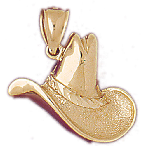 14K Gold 22MM Western Cowboy Hat Pendant