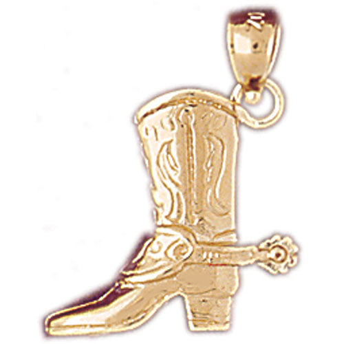 14K Gold 3D Cowboy Boot with Spur Charm